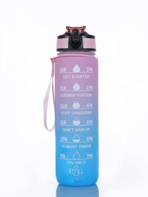 Motivational Water Bottle 1-L Sipper Bottle For Adults With Time Measurement BPA Free Non-Toxic Water bottle for |office|school|collEge|gym-1L PINK COLOR, Plastic