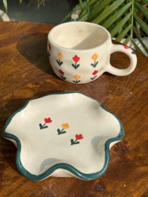 Evergreen Flora Mug and Saucer
