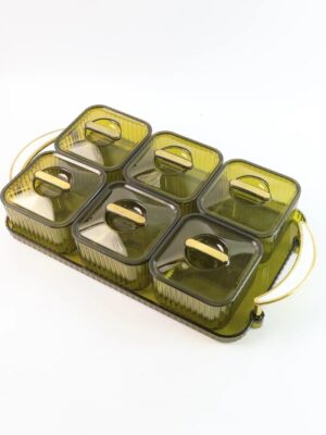 Liger Multipurpose Transparent Spice Jar Set with Tray and Lids 400ML Approx (6 Pc)