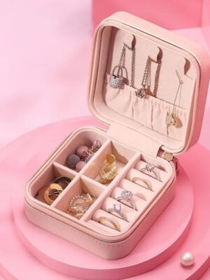 Mini PU Leather Travel Jewelry Storage Case for Rings Earrings Necklace