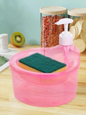 2 in 1 Double Layer Liquid Soap Dispenser with Pump & Sponge (15x16x17 cm) 1000 ml Liquid, Gel, Soap, Lotion Dispenser