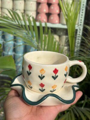 Evergreen Flora Mug and Saucer
