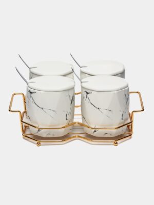 4-Piece Sugar Bowls Set With Holder