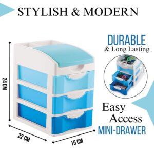 Small Size Cosmetic & Make-up Organizers Drawer (24 cm,22 cm,15 cm) Plastic Free Standing Chest of Drawers
