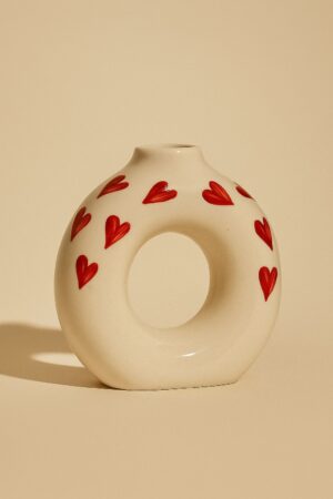 Ceramic Donut Vase with heart design