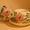 Poppy Petals Handpainted Cup & Saucer - Set Of 2