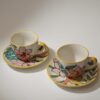 Poppy Petals Handpainted Cup & Saucer - Set Of 2
