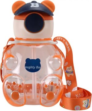 Unique Teddy Bear Kids Water Bottle with Straw & Strap for Girls & Boys 750 ml Water Bottle