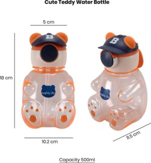 Unique Teddy Bear Kids Water Bottle with Straw & Strap for Girls & Boys 750 ml Water Bottle