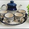 Hand Painted kitchenware Ceramic Tea Kettle Set | Morning Tea Set | Tea Cup Set | 4 Cups ONE Kettle and ONE Tray