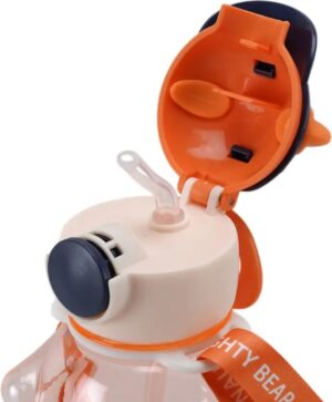 Unique Teddy Bear Kids Water Bottle with Straw & Strap for Girls & Boys 750 ml Water Bottle